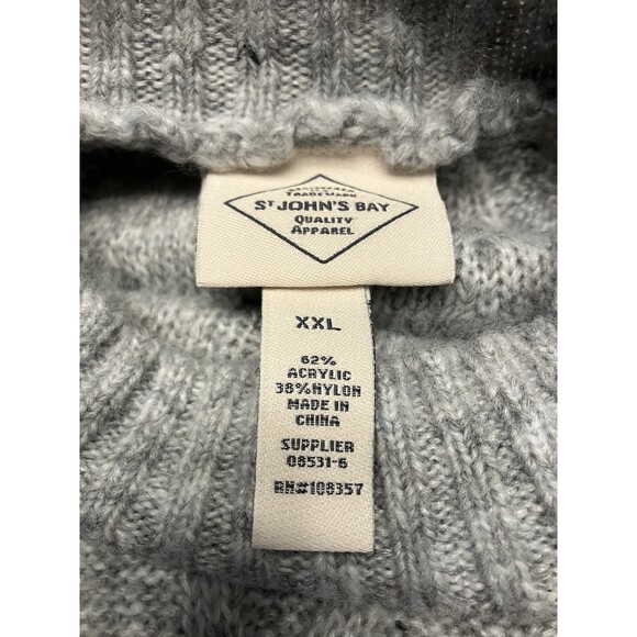 St Johns Bay NWT Gray Tunic Mock Turtleneck Sweater with Pearl Accents Size XXL - Picture 2 of 7